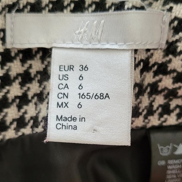 H&M Houndstooth Pencil Skirt, High-Waist, Black and White, Size 6 - Picture 5 of 6